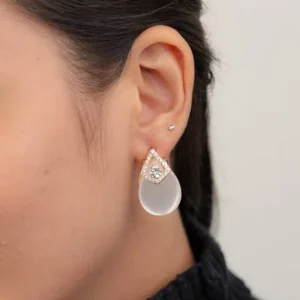 Women's Oval-Shaped Cone-Shaped Diamond Earrings